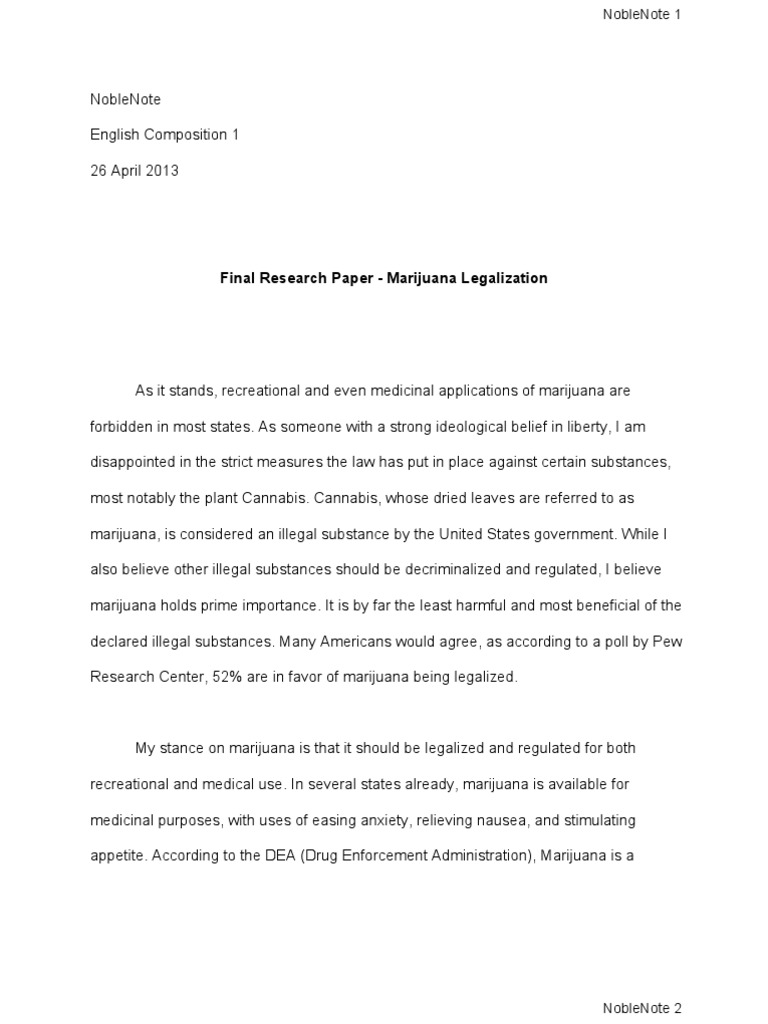 Реферат: Legalization Of Marijuana Essay Research Paper Within